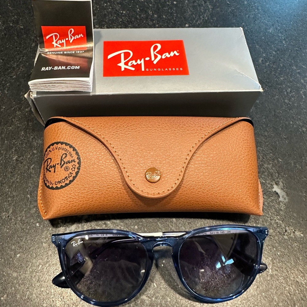 Ray-Ban Erika Blue Sunglasses with Brown Case